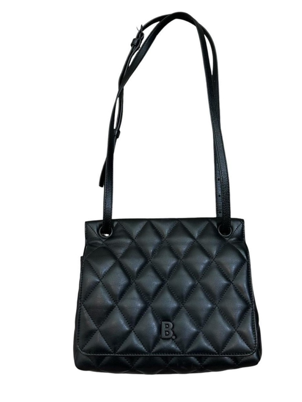 BALENCIAGA Nappa Calfskin Quilted Medium Touch B Shoulder Crossbody Bag